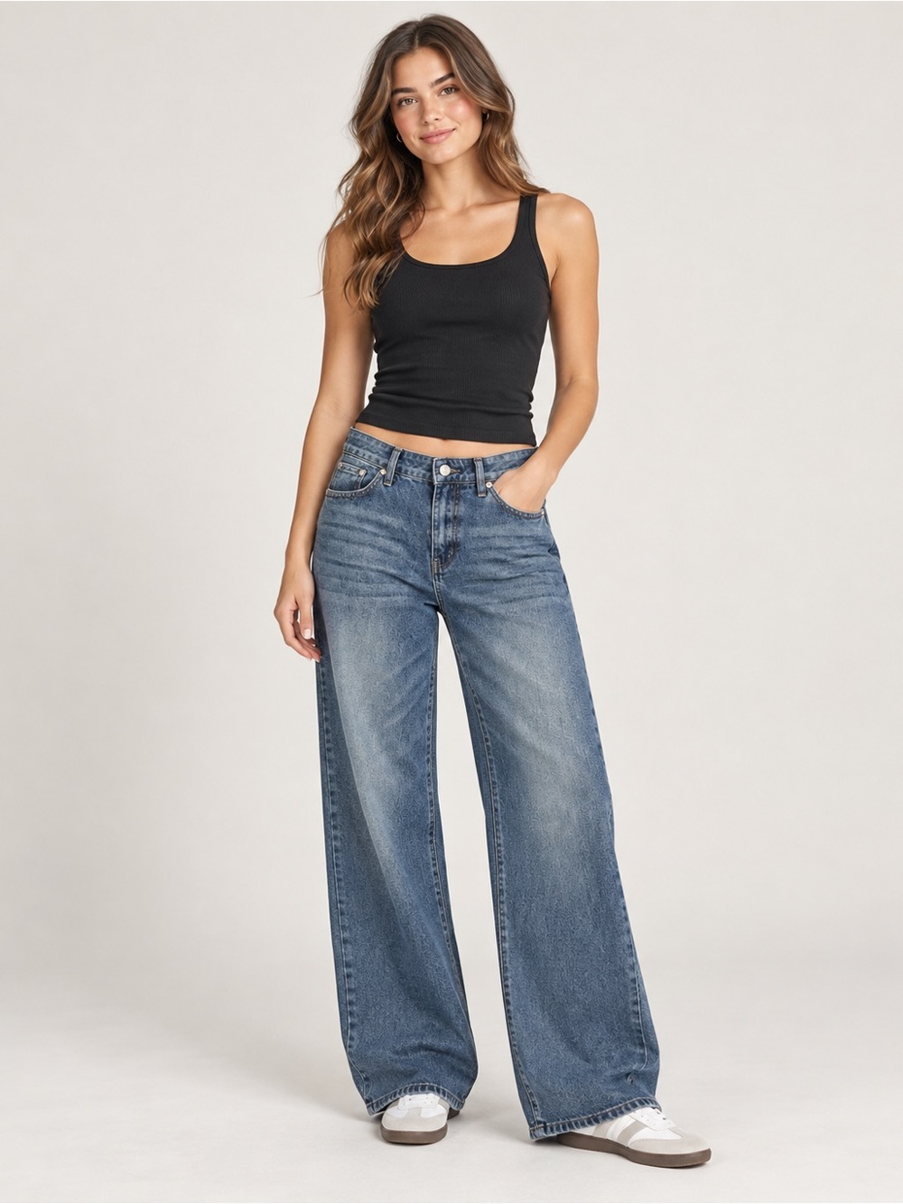 Blue Asphalt Women's Wide Leg Jeans in Medium Blue Wash